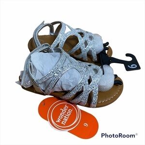 Silver Sandals NWT Sz 9 Girls Toddler Open Toe